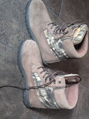 Men's Brown Suede Camouflage Work Boots
